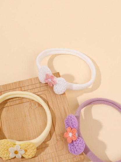 5Pcs Baby Girls' Cute Colorful Bow Elastic Headbands, Sweet Knit Floral Soft Headbands, Gift For Daughter, Cute Hair Accessories.