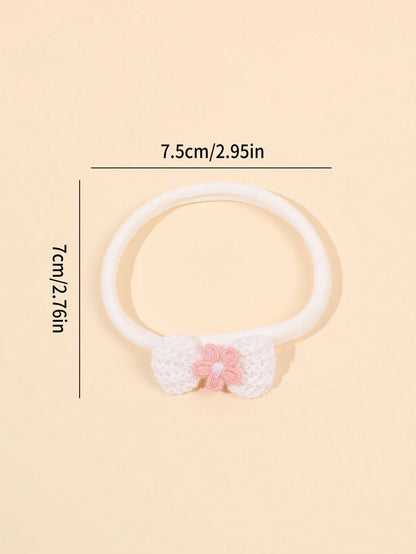 5Pcs Baby Girls' Cute Colorful Bow Elastic Headbands, Sweet Knit Floral Soft Headbands, Gift For Daughter, Cute Hair Accessories.