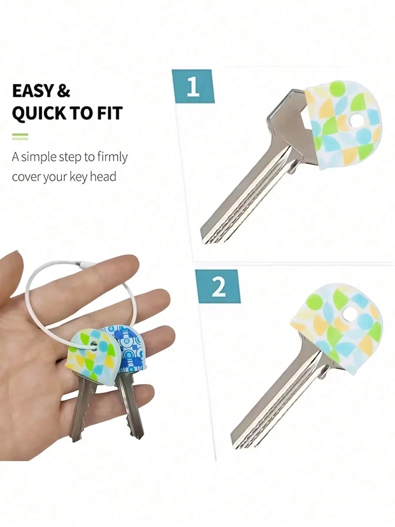 5pcs Floral Pattern Non-Slip Silicone Key Caps, Durable Anti-Slip Key Identification Covers, Suitable For Home, Office And Door Keys, Daily Essentials, Perfect For Families And Roommates, Keep Organiz