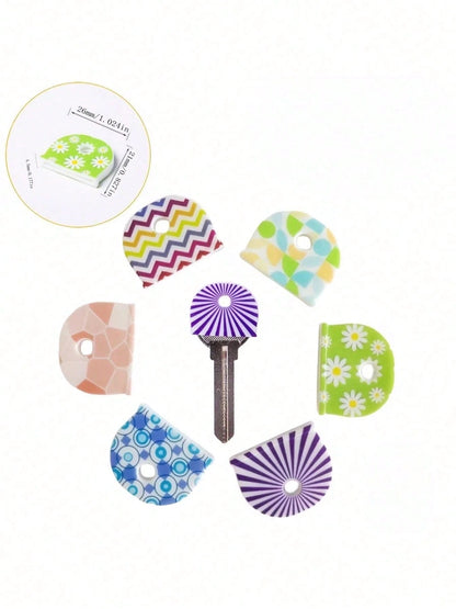 5pcs Floral Pattern Non-Slip Silicone Key Caps, Durable Anti-Slip Key Identification Covers, Suitable For Home, Office And Door Keys, Daily Essentials, Perfect For Families And Roommates, Keep Organiz