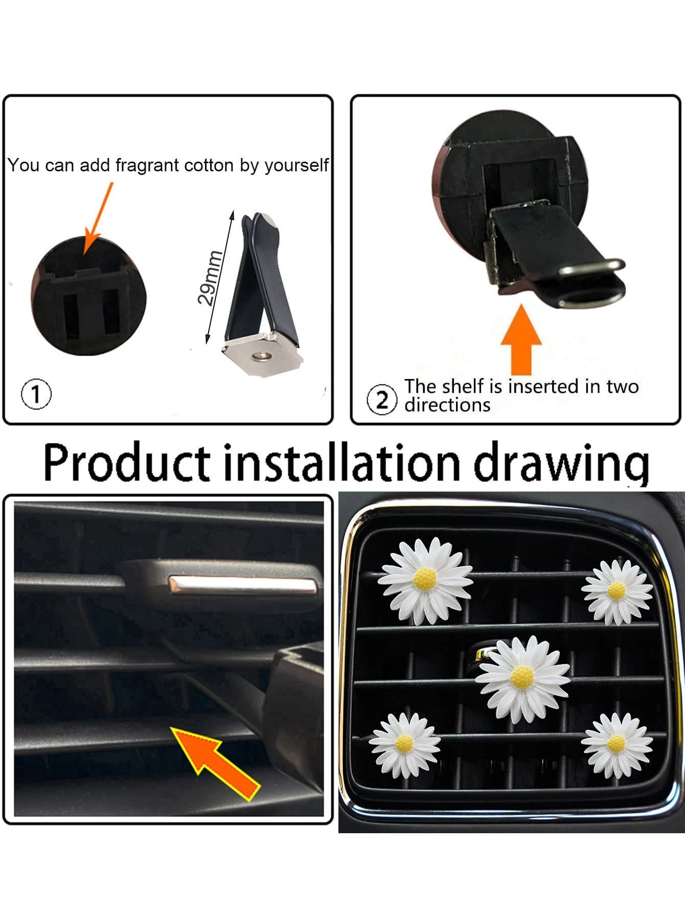 5pcs Flower Decor Car Air Outlet Clip