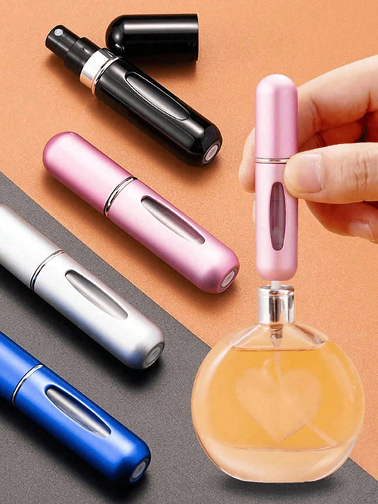 5Pcs Perfume Refillable Bottle Spray Bottling Dispenser Mini Portable Empty Liquid Container Travel Travel Essentials Travel Organizer For Beach Summer Vacation Back To School School Supplies Holiday