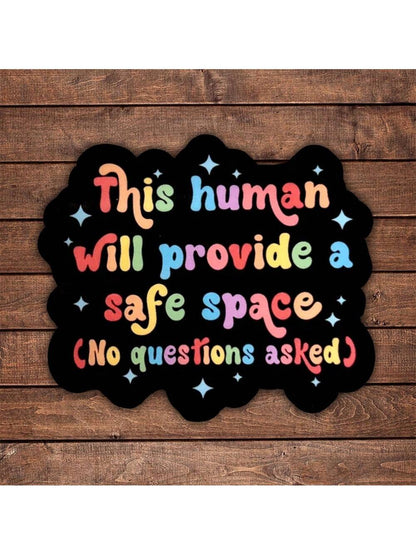 5pcs This Human Will Provide A Space Sticker| Fun And Quirky Vinyl Decal For Planners, Journals, And Laptops| Cute And Mindful Design For Meditation, Wellness Enthusiasts, And Book Lovers| Fashiona