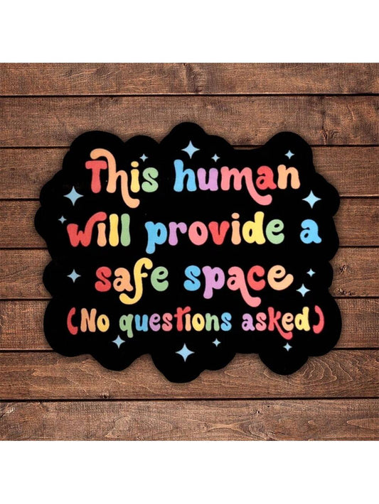 5pcs This Human Will Provide A Space Sticker| Fun And Quirky Vinyl Decal For Planners, Journals, And Laptops| Cute And Mindful Design For Meditation, Wellness Enthusiasts, And Book Lovers| Fashiona