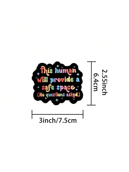 5pcs This Human Will Provide A Space Sticker| Fun And Quirky Vinyl Decal For Planners, Journals, And Laptops| Cute And Mindful Design For Meditation, Wellness Enthusiasts, And Book Lovers| Fashiona