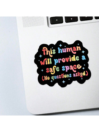 5pcs This Human Will Provide A Space Sticker| Fun And Quirky Vinyl Decal For Planners, Journals, And Laptops| Cute And Mindful Design For Meditation, Wellness Enthusiasts, And Book Lovers| Fashiona