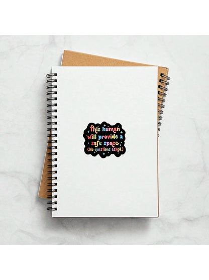 5pcs This Human Will Provide A Space Sticker| Fun And Quirky Vinyl Decal For Planners, Journals, And Laptops| Cute And Mindful Design For Meditation, Wellness Enthusiasts, And Book Lovers| Fashiona