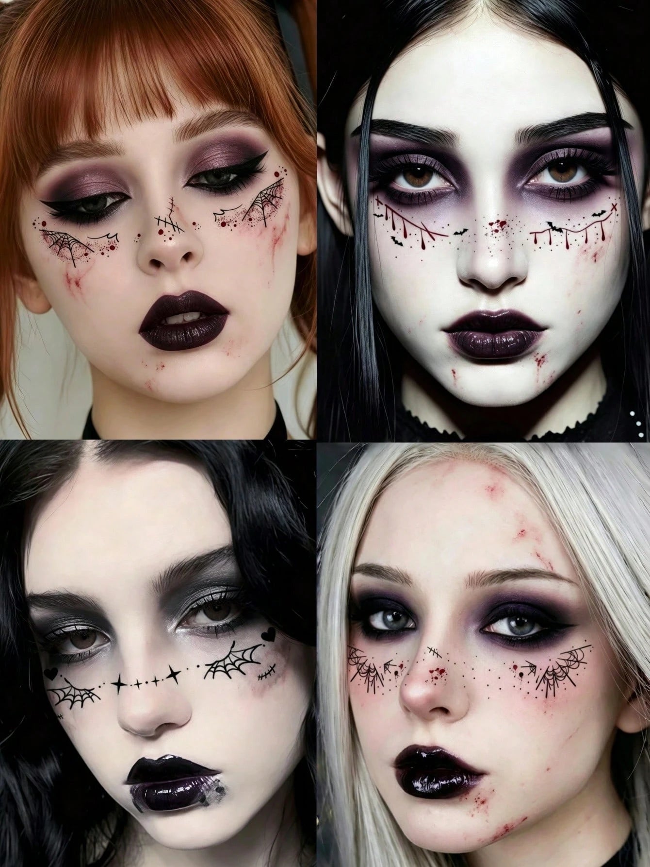 6 Sheets Halloween Freckles Witch Face Tattoos Spider Web Tattoo Cute Bat Tattoos Waterproof Fake Scar Vampire Makeup For Festival Halloween Prank Cosplay Carnival Decorations