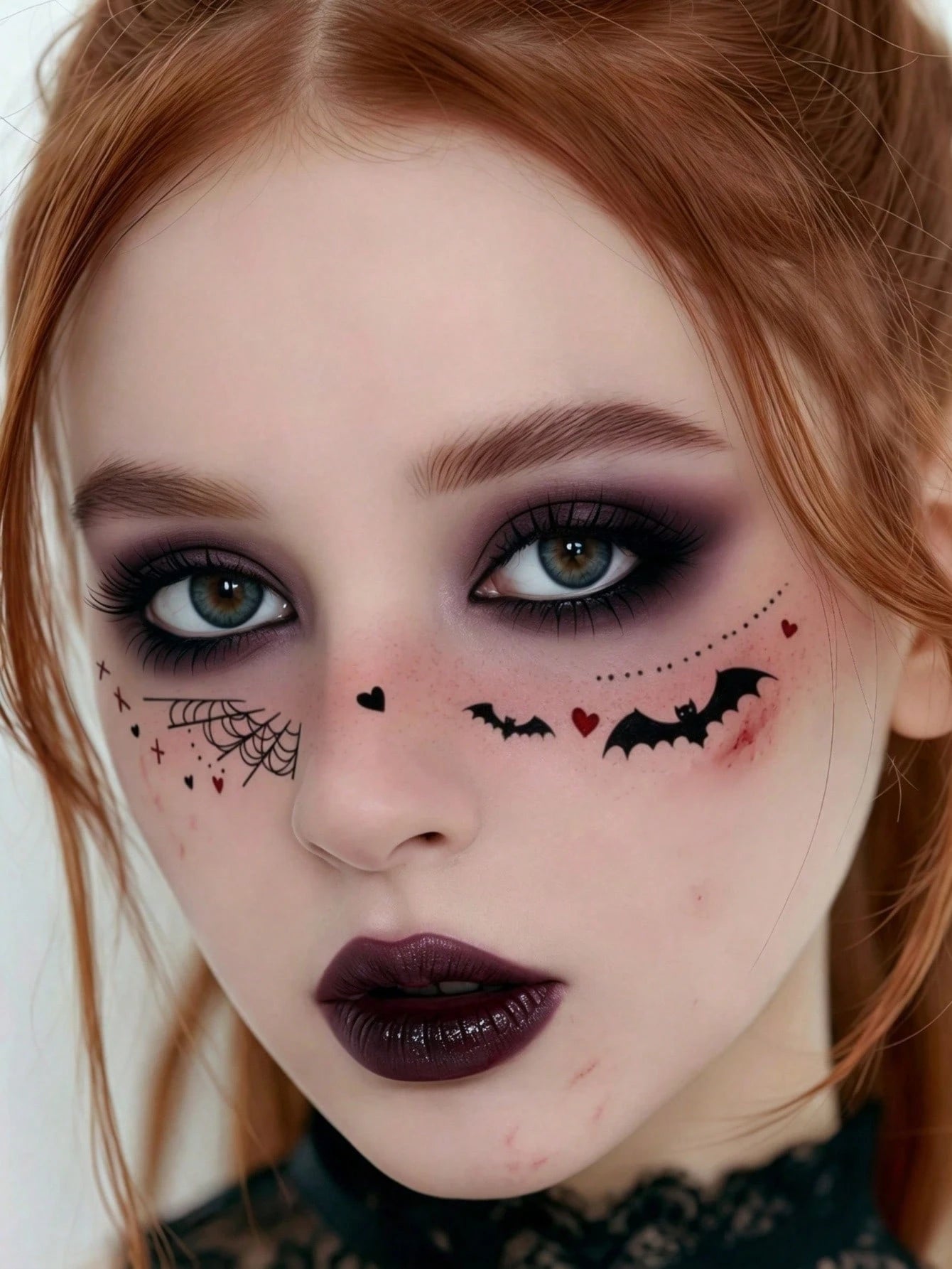 6 Sheets Halloween Freckles Witch Face Tattoos Spider Web Tattoo Cute Bat Tattoos Waterproof Fake Scar Vampire Makeup For Festival Halloween Prank Cosplay Carnival Decorations