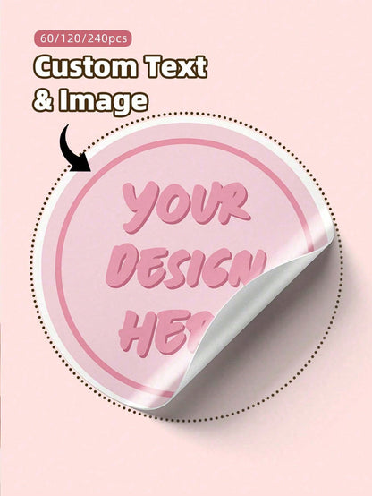 60/120/240pcs Personalized Labels- Customizable Text & Image Stickers, Custom Thank You Label Stickers, Colorful, Ideal Gift For Men, Women, Friends, Students, Youth Day, Birthday, School, Home. Mult