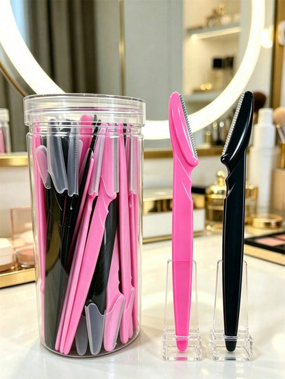 60/50/40/30/20/12/5pcs Portable Eyebrow Trimmer Set, Ergonomic Handle Body Hair Remover, Shaver With Anti-Scratch Blade Guard, Beauty Tool