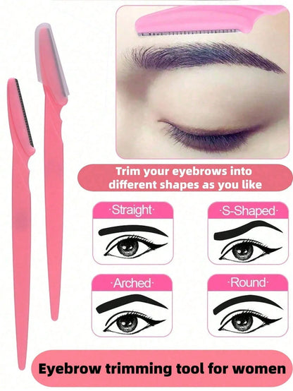 60/50/40/30/20/12/5pcs Portable Eyebrow Trimmer Set, Ergonomic Handle Body Hair Remover, Shaver With Anti-Scratch Blade Guard, Beauty Tool