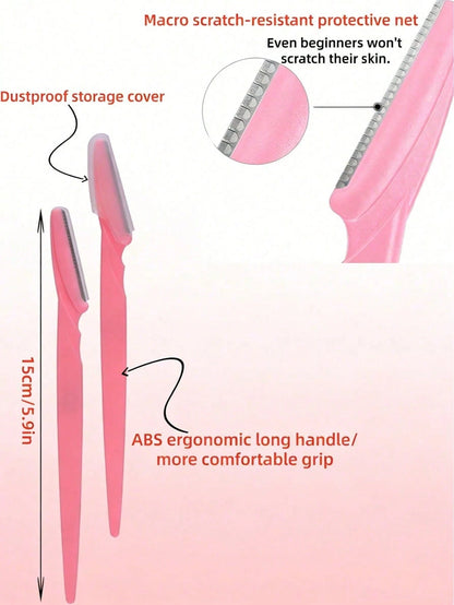 60/50/40/30/20/12/5pcs Portable Eyebrow Trimmer Set, Ergonomic Handle Body Hair Remover, Shaver With Anti-Scratch Blade Guard, Beauty Tool