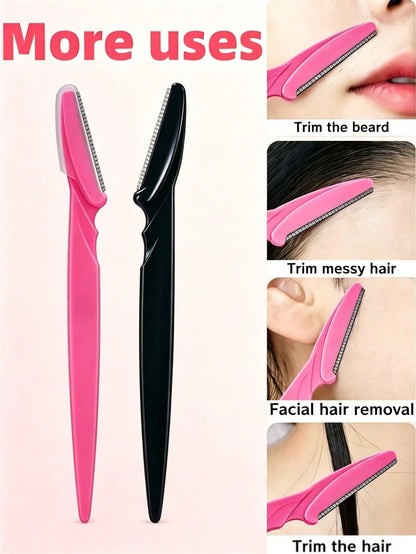 60/50/40/30/20/12/5pcs Portable Eyebrow Trimmer Set, Ergonomic Handle Body Hair Remover, Shaver With Anti-Scratch Blade Guard, Beauty Tool