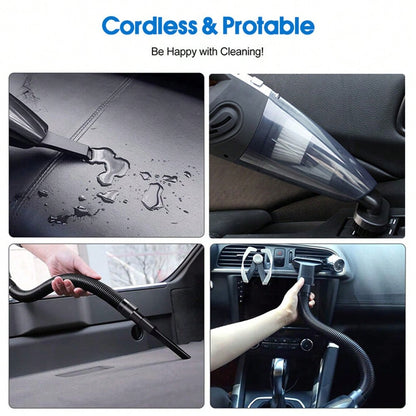 6000Pa Powerful Suction Wet Dry Cordless Handheld Vacuum, Lightweight 2000mAh USB Rechargeable Portable Cleaner With Attachments For Car Home Office Crevice Cleaning