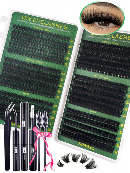 600pcs Eyelash Extension Kit, D Curl 8-16mm High Capacity 30D 40D 50D 60D 80D 100D Individual Lashes Set With Eyelash Glue, Sealer, Tweezer, Natural Look & Super Thick & Fluffy & Ultra Soft & Lightwei