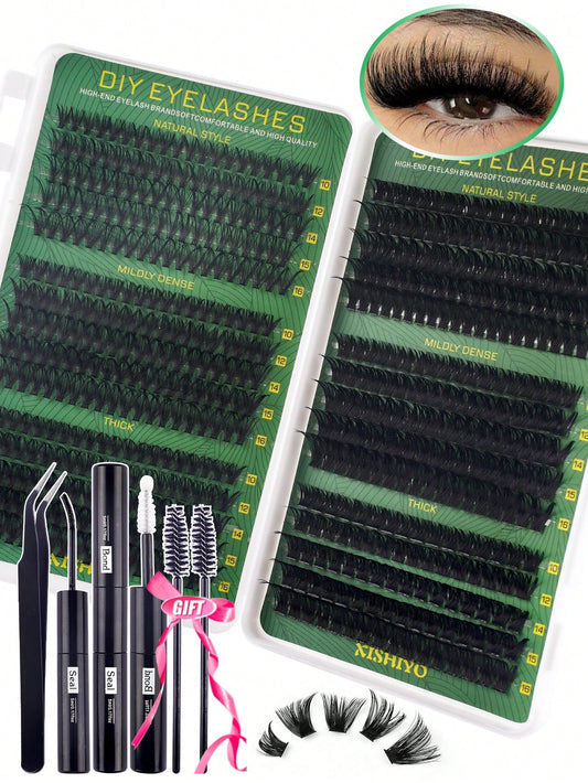 600pcs Eyelash Extension Kit, D Curl 8-16mm High Capacity 30D 40D 50D 60D 80D 100D Individual Lashes Set With Eyelash Glue, Sealer, Tweezer, Natural Look & Super Thick & Fluffy & Ultra Soft & Lightwei