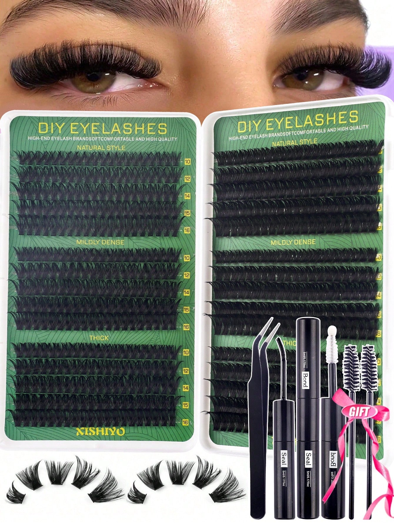 600pcs Eyelash Extension Kit, D Curl 8-16mm High Capacity 30D 40D 50D 60D 80D 100D Individual Lashes Set With Eyelash Glue, Sealer, Tweezer, Natural Look & Super Thick & Fluffy & Ultra Soft & Lightwei