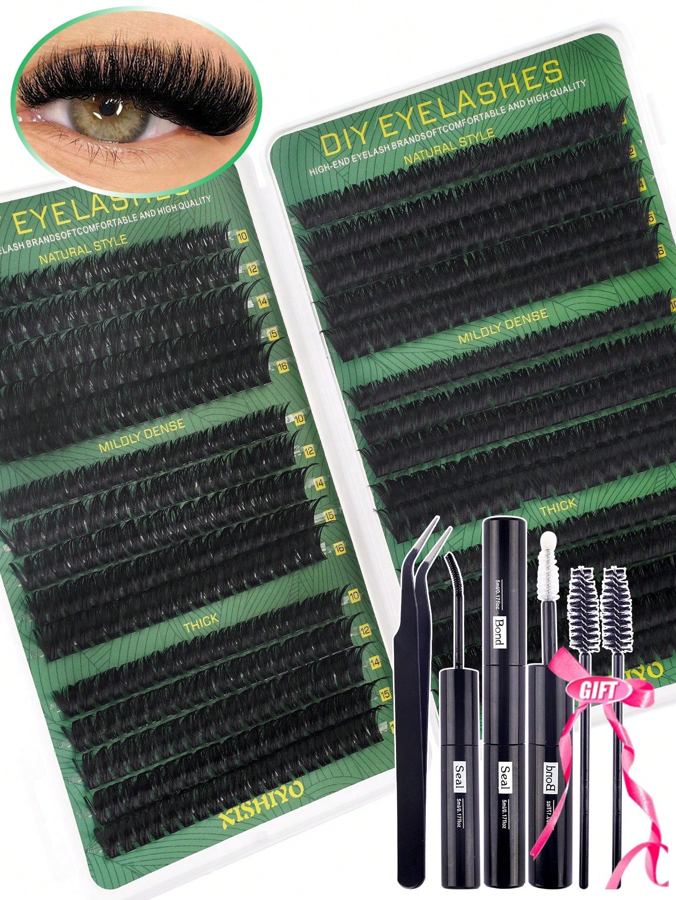 600pcs Eyelash Extension Kit, D Curl 8-16mm High Capacity 30D 40D 50D 60D 80D 100D Individual Lashes Set With Eyelash Glue, Sealer, Tweezer, Natural Look & Super Thick & Fluffy & Ultra Soft & Lightwei