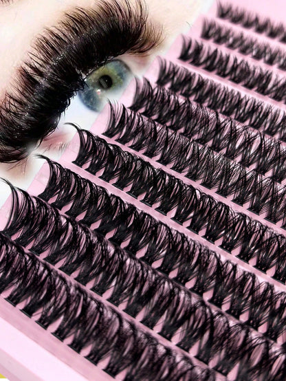 60D Natural Soft Curly Single Eyelash Extensions 8-16mm Mixed Length 0.07mm C/D 80/140/200pcs 3D Effect False Eyelashes, 4/7/10 Rows, Suitable For Light Makeup, Heavy Makeup And Daily Wear, Easy To Ca