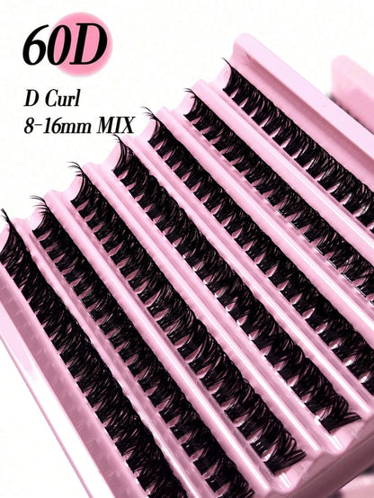 60D Natural Soft Curly Single Eyelash Extensions 8-16mm Mixed Length 0.07mm C/D 80/140/200pcs 3D Effect False Eyelashes, 4/7/10 Rows, Suitable For Light Makeup, Heavy Makeup And Daily Wear, Easy To Ca