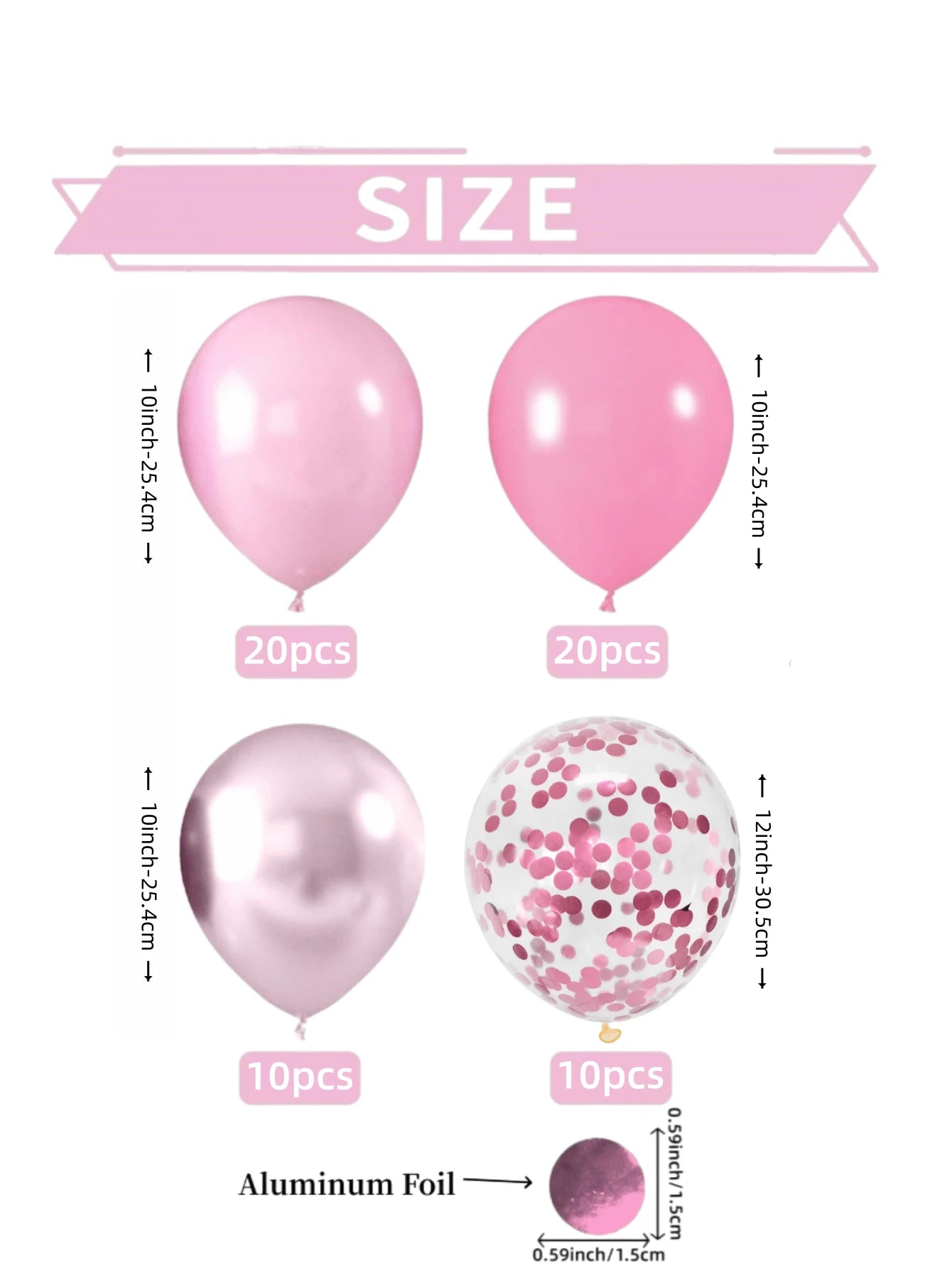 60pcs Pink Balloon Set, Metallic, Light Pink And Baby Pink Party Balloons, Foil Sequin Balloons, Suitable For Girls Birthday Party, Wedding, Bridal Shower, Baby Shower, Mother's Day, Bachelorette Par