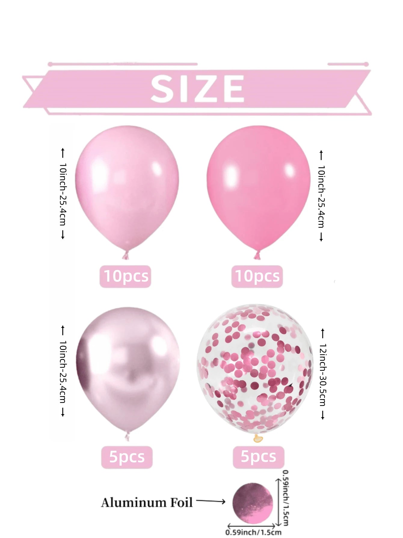 60pcs Pink Balloon Set, Metallic, Light Pink And Baby Pink Party Balloons, Foil Sequin Balloons, Suitable For Girls Birthday Party, Wedding, Bridal Shower, Baby Shower, Mother's Day, Bachelorette Par