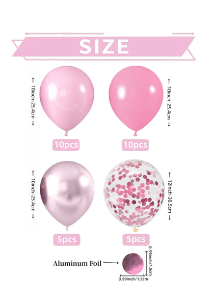 60pcs Pink Balloon Set, Metallic, Light Pink And Baby Pink Party Balloons, Foil Sequin Balloons, Suitable For Girls Birthday Party, Wedding, Bridal Shower, Baby Shower, Mother's Day, Bachelorette Par