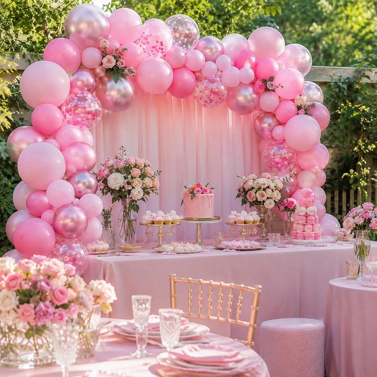 60pcs Pink Balloon Set, Metallic, Light Pink And Baby Pink Party Balloons, Foil Sequin Balloons, Suitable For Girls Birthday Party, Wedding, Bridal Shower, Baby Shower, Mother's Day, Bachelorette Par