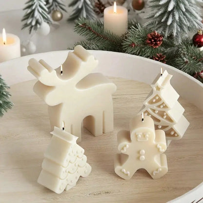 6pcs Christmas Themed Silicone Candle Molds: Reusable, Easy Release, Suitable For DIY Aromatherapy Candles, Handmade Soap And Plaster Decor – Includes Tree, Snowflake, Snowman And Reindeer Patterns –