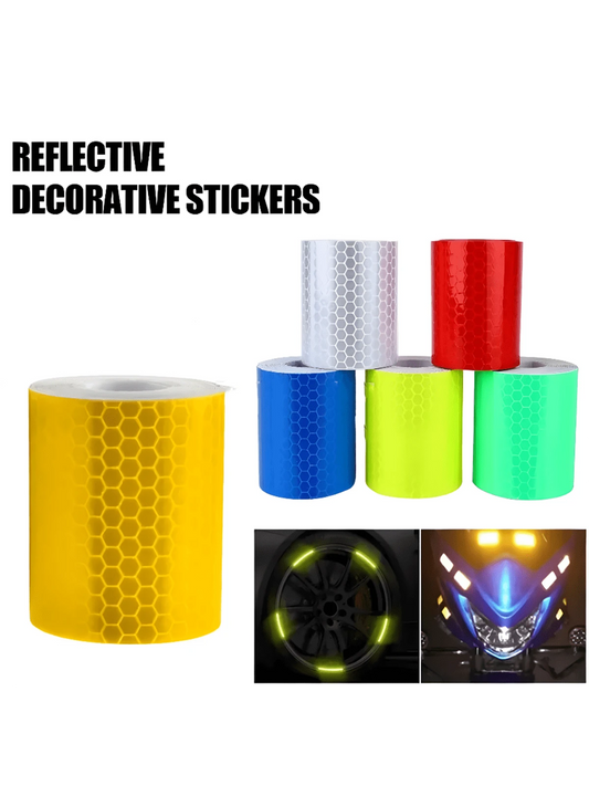 6pcs Hexagon Reflective Stickers, Car Reflective Decals, Vehicle Reflective Film, Reflective Strips, Collision Warning Stickers