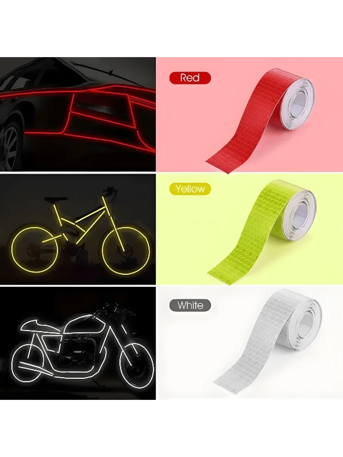 6pcs Hexagon Reflective Stickers, Car Reflective Decals, Vehicle Reflective Film, Reflective Strips, Collision Warning Stickers