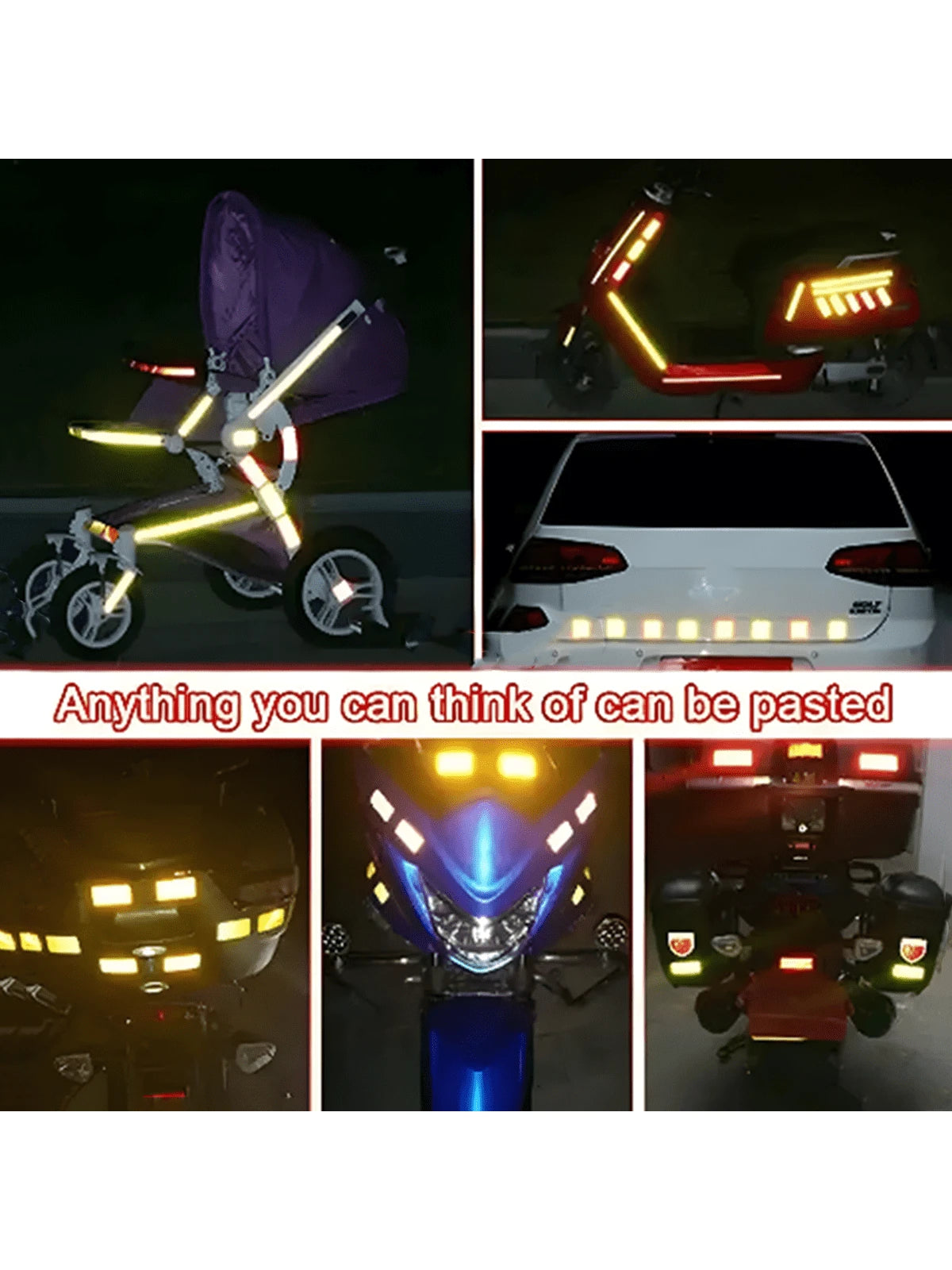 6pcs Hexagon Reflective Stickers, Car Reflective Decals, Vehicle Reflective Film, Reflective Strips, Collision Warning Stickers