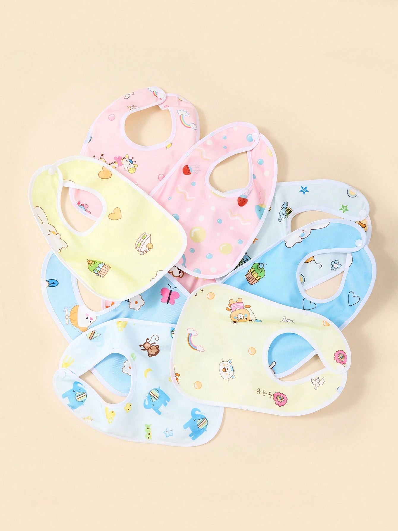 6pcs/Set Random Pattern Crystal Velvet U-Shaped Baby Bibs, Infant Feeding Burp Cloths