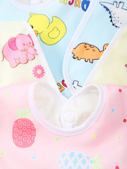 6pcs/Set Random Pattern Crystal Velvet U-Shaped Baby Bibs, Infant Feeding Burp Cloths