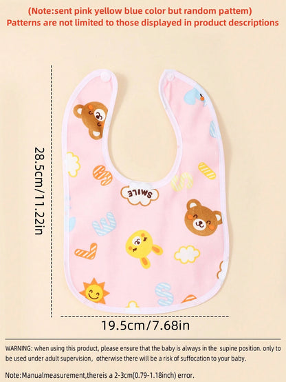 6pcs/Set Random Pattern Crystal Velvet U-Shaped Baby Bibs, Infant Feeding Burp Cloths
