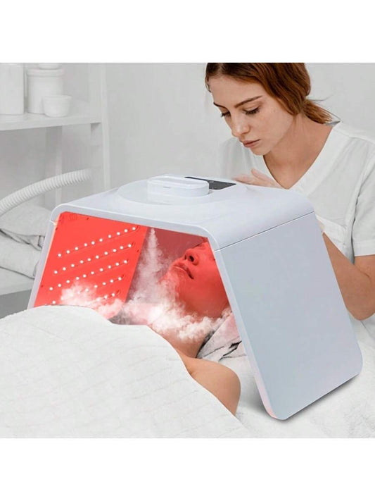 7-In-1 LED Photon Therapy Facial Mask, Foldable Light-Activated Face Steamer Mist Mask, Spa Facial And Neck/Body Beauty Device For Salon And Home Use