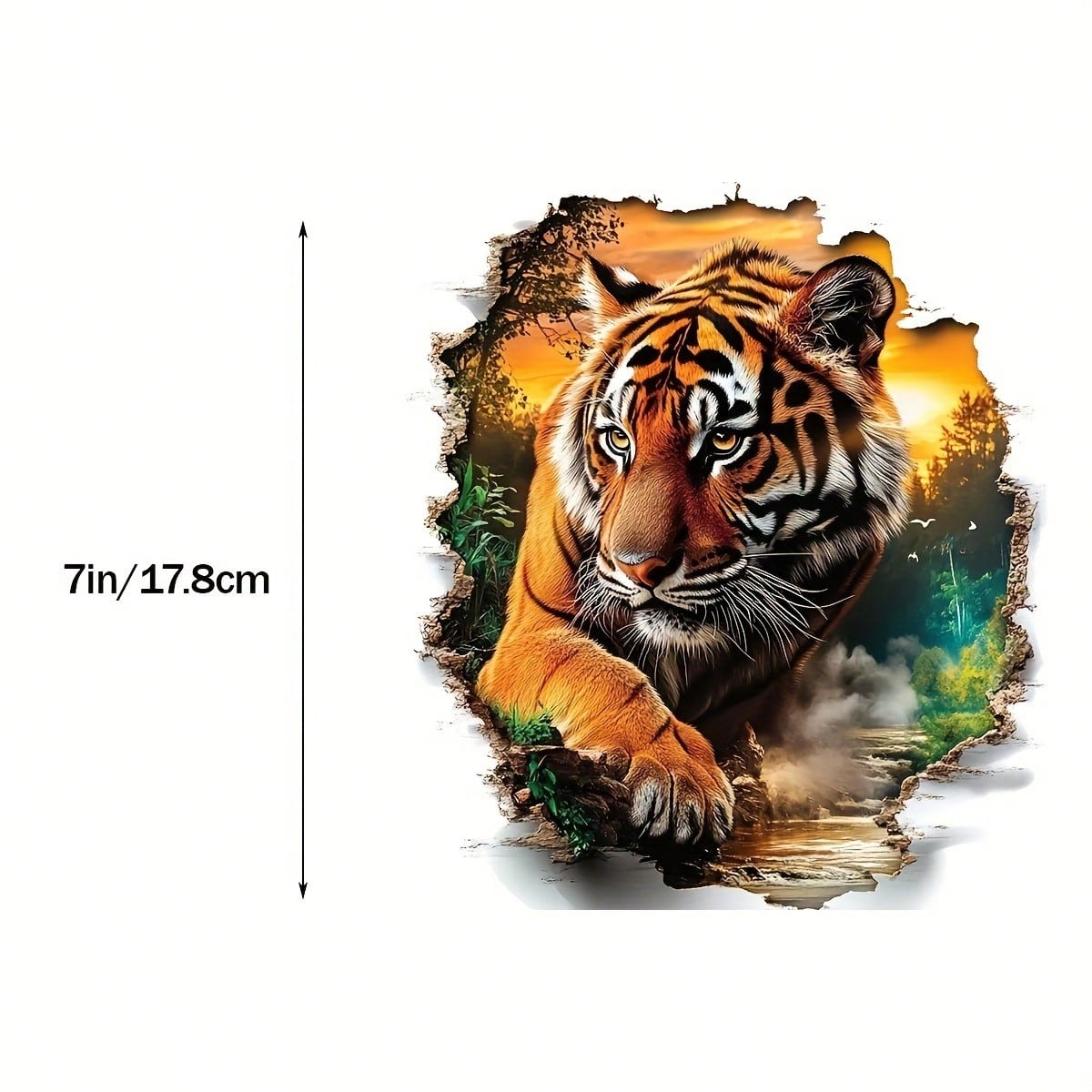 7 Inch Tiger Vinyl Decal Sticker, Solid Color Car Motorcycle Sticker, Easy Apply Waterproof Decal For Laptop, Water Bottle, Phone, Window, Cup, Cool Decor Sticker