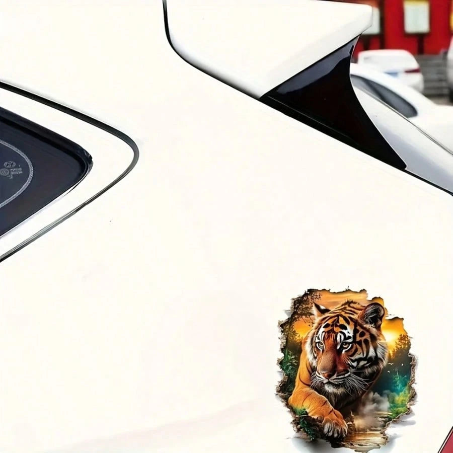 7 Inch Tiger Vinyl Decal Sticker, Solid Color Car Motorcycle Sticker, Easy Apply Waterproof Decal For Laptop, Water Bottle, Phone, Window, Cup, Cool Decor Sticker
