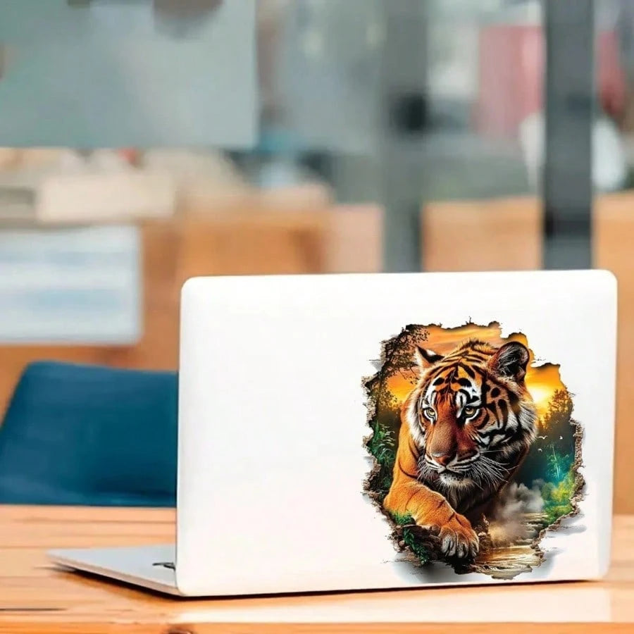 7 Inch Tiger Vinyl Decal Sticker, Solid Color Car Motorcycle Sticker, Easy Apply Waterproof Decal For Laptop, Water Bottle, Phone, Window, Cup, Cool Decor Sticker