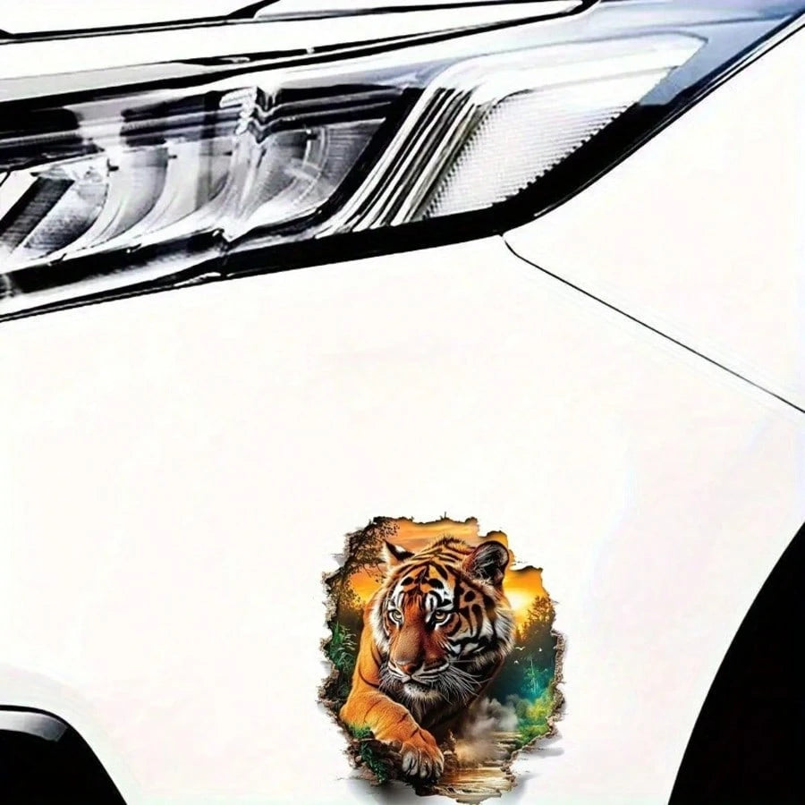 7 Inch Tiger Vinyl Decal Sticker, Solid Color Car Motorcycle Sticker, Easy Apply Waterproof Decal For Laptop, Water Bottle, Phone, Window, Cup, Cool Decor Sticker