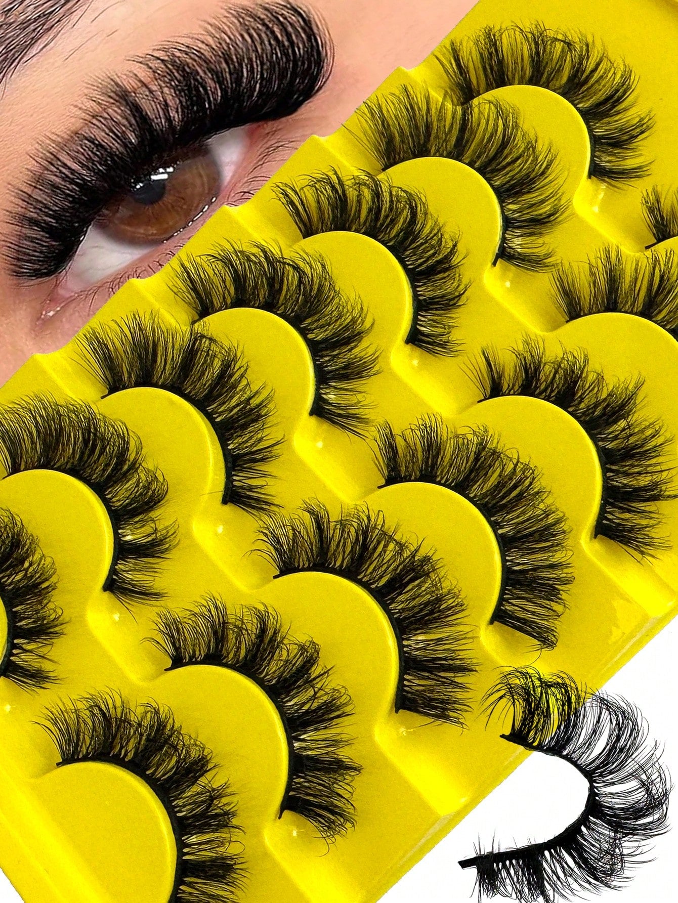 7 Pairs Of Faux Mink Fluffy Russian Volume DD Curl False Eyelashes, Dramatic Mink Lashes For Long Lasting Cat Eye & Corner Lift, Suitable For Beginners, Reusable Strip Lashes,Lashes,Eyelashes,Fake Las