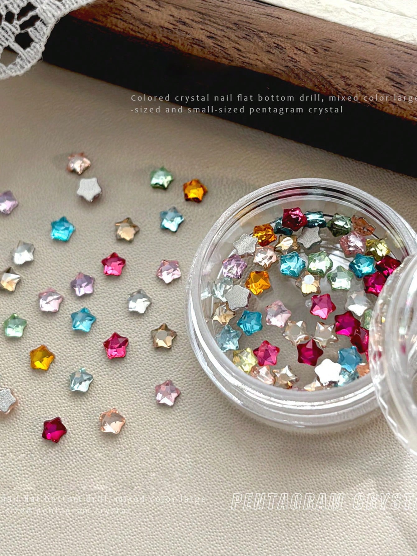 70pcs 4mm Colorful Star & Heart Shaped Nail Art Rhinestones, Assorted Glitter Nail Decorations, Suitable For Cute Nail Designs, Spring/Summer DIY Accessories Nail Charms