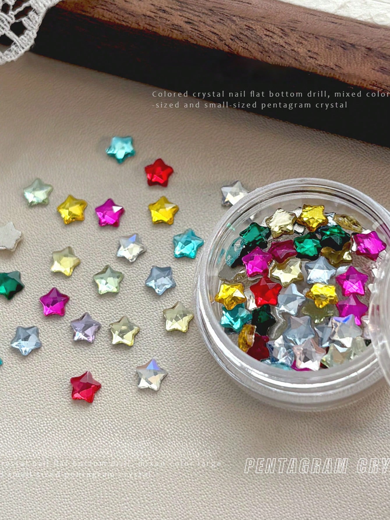 70pcs 4mm Colorful Star & Heart Shaped Nail Art Rhinestones, Assorted Glitter Nail Decorations, Suitable For Cute Nail Designs, Spring/Summer DIY Accessories Nail Charms