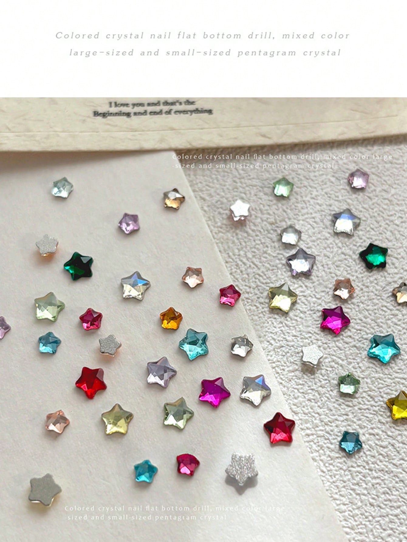 70pcs 4mm Colorful Star & Heart Shaped Nail Art Rhinestones, Assorted Glitter Nail Decorations, Suitable For Cute Nail Designs, Spring/Summer DIY Accessories Nail Charms