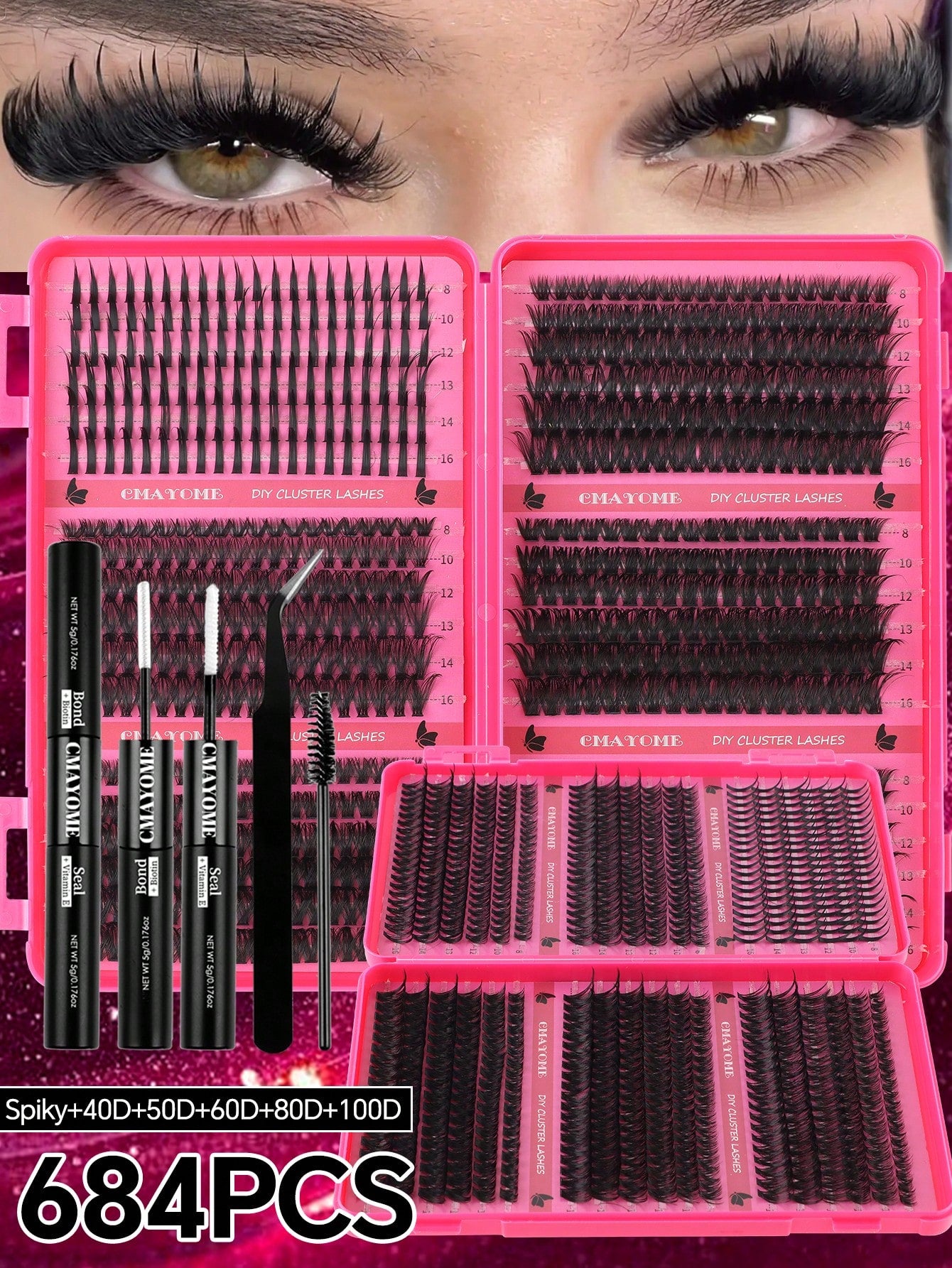 720/684/648/200pcs Multi-Style D-Curl Eyelash Cluster Set, 8-16mm Large Capacity Individual Lashes. Easy For DIY Daily Makeup Use At Home. Suitable For Date, Travel, Photography, Wedding, Holiday And