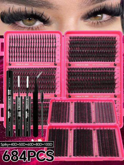 720/684/648/200pcs Multi-Style D-Curl Eyelash Cluster Set, 8-16mm Large Capacity Individual Lashes. Easy For DIY Daily Makeup Use At Home. Suitable For Date, Travel, Photography, Wedding, Holiday And