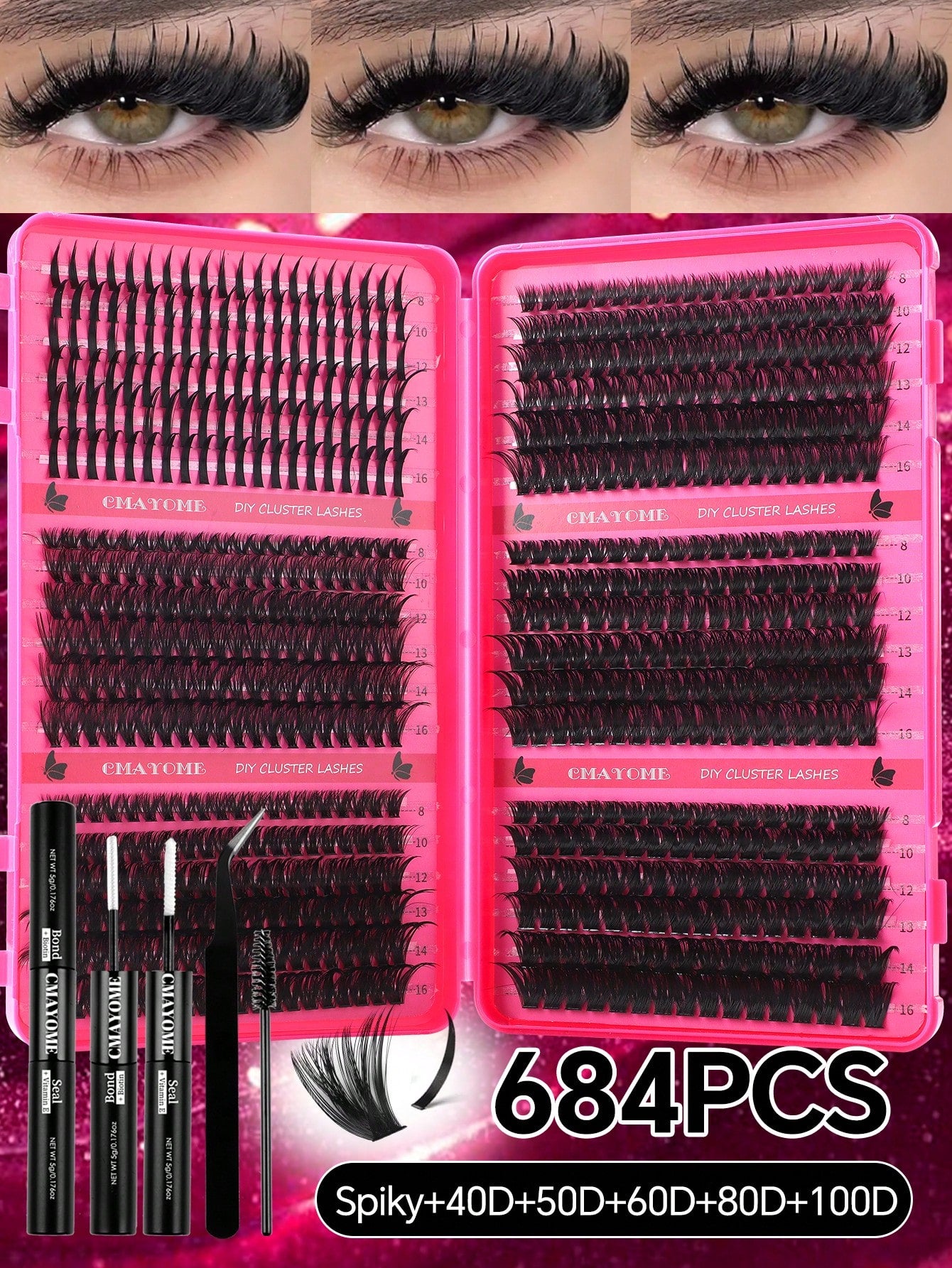 720/684/648/200pcs Multi-Style D-Curl Eyelash Cluster Set, 8-16mm Large Capacity Individual Lashes. Easy For DIY Daily Makeup Use At Home. Suitable For Date, Travel, Photography, Wedding, Holiday And