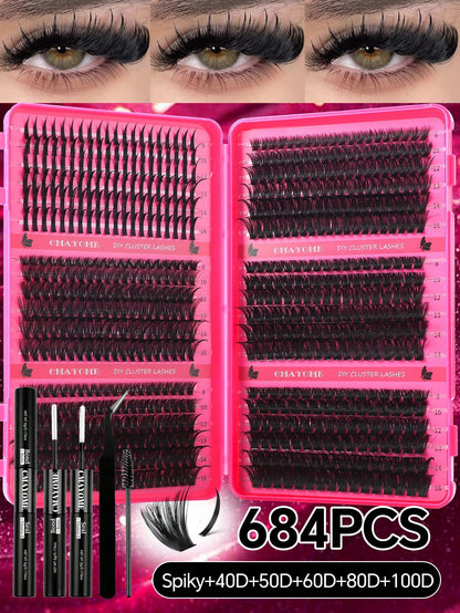 720/684/648/200pcs Multi-Style D-Curl Eyelash Cluster Set, 8-16mm Large Capacity Individual Lashes. Easy For DIY Daily Makeup Use At Home. Suitable For Date, Travel, Photography, Wedding, Holiday And