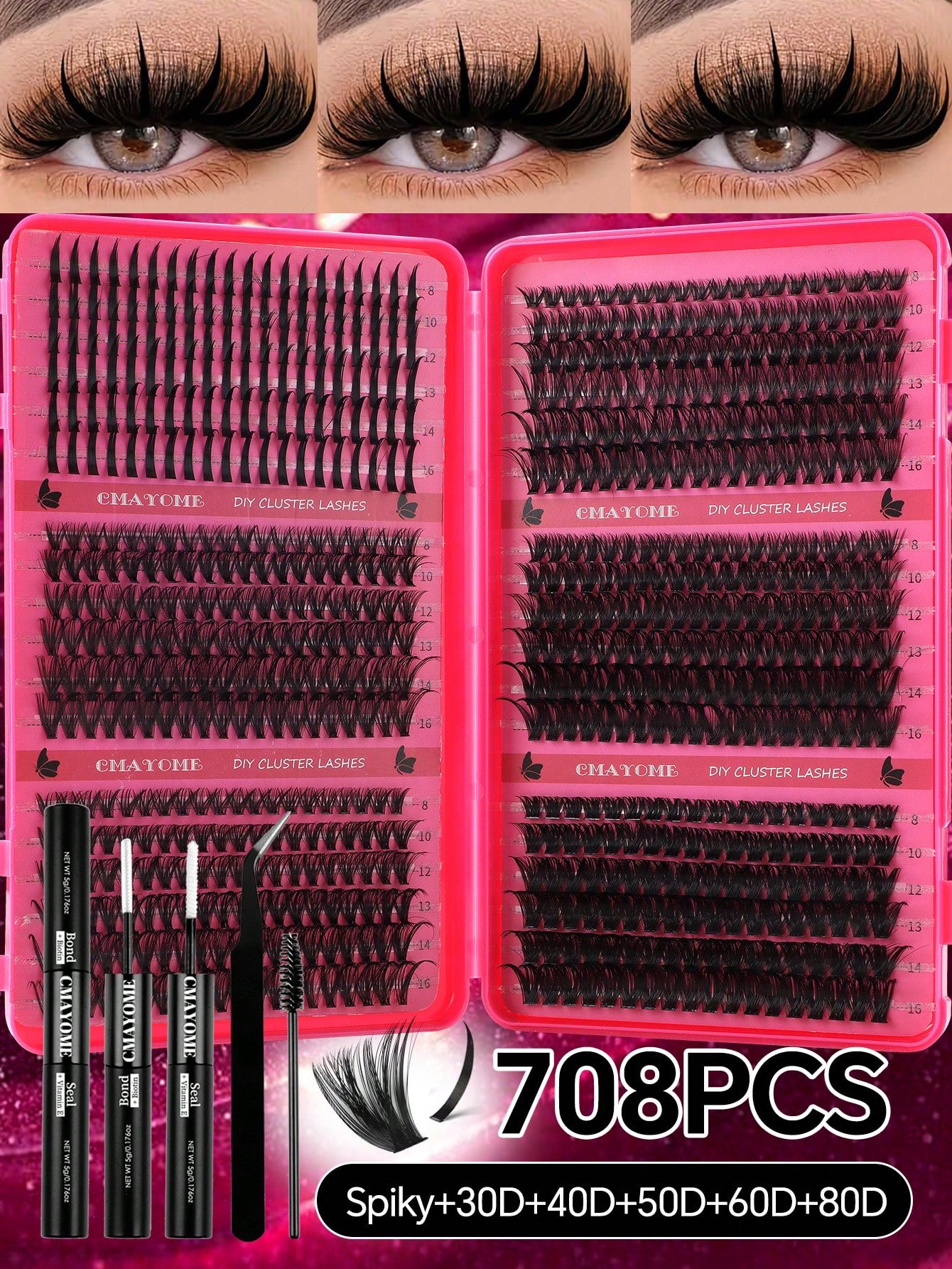 720/684/648/200pcs Multi-Style D-Curl Eyelash Cluster Set, 8-16mm Large Capacity Individual Lashes. Easy For DIY Daily Makeup Use At Home. Suitable For Date, Travel, Photography, Wedding, Holiday And